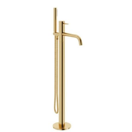 Nordic Artist, Floor Mounted Brushed Brass Bath Filler