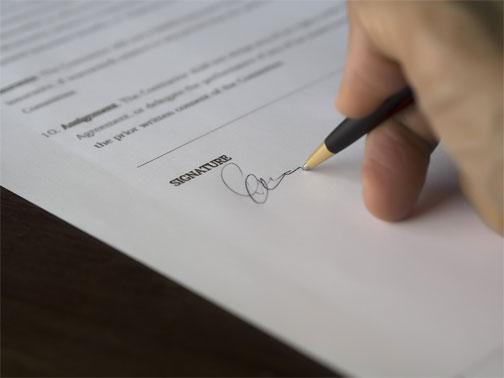 Signing contract