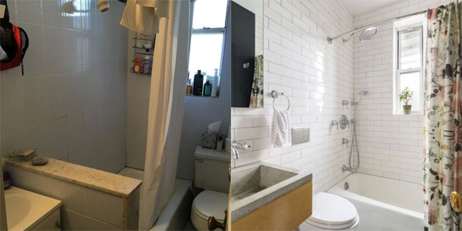 A small bathroom smartened up and changed lay out for a more practical room.